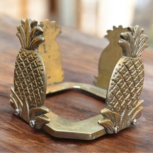 Vintage brass pineapple coaster caddy or candle holder 4.5x5.5”